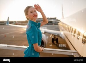 jeune professionnel souriant devant un avion air france