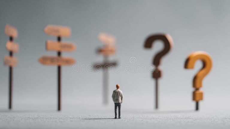 personne reflechissant devant des mots flous