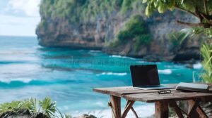 Quels Sont Les Avantages Du Travail À L'Île Maurice Pour Les Expats 2 plage paradisiaque avec bureau en plein air